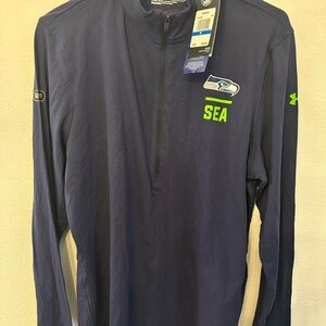 Under Armour Womens Navy Blue Seattle Seahawks Quarter Zip Size Large